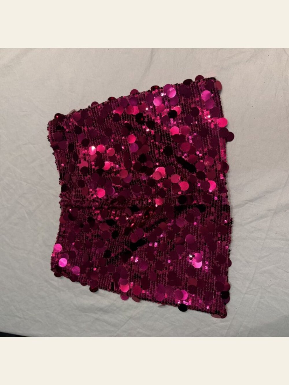Hot Pink Sequin Paillette Mini Skirt Magenta Satin Lined NWT Size M - Picture 4 of 7